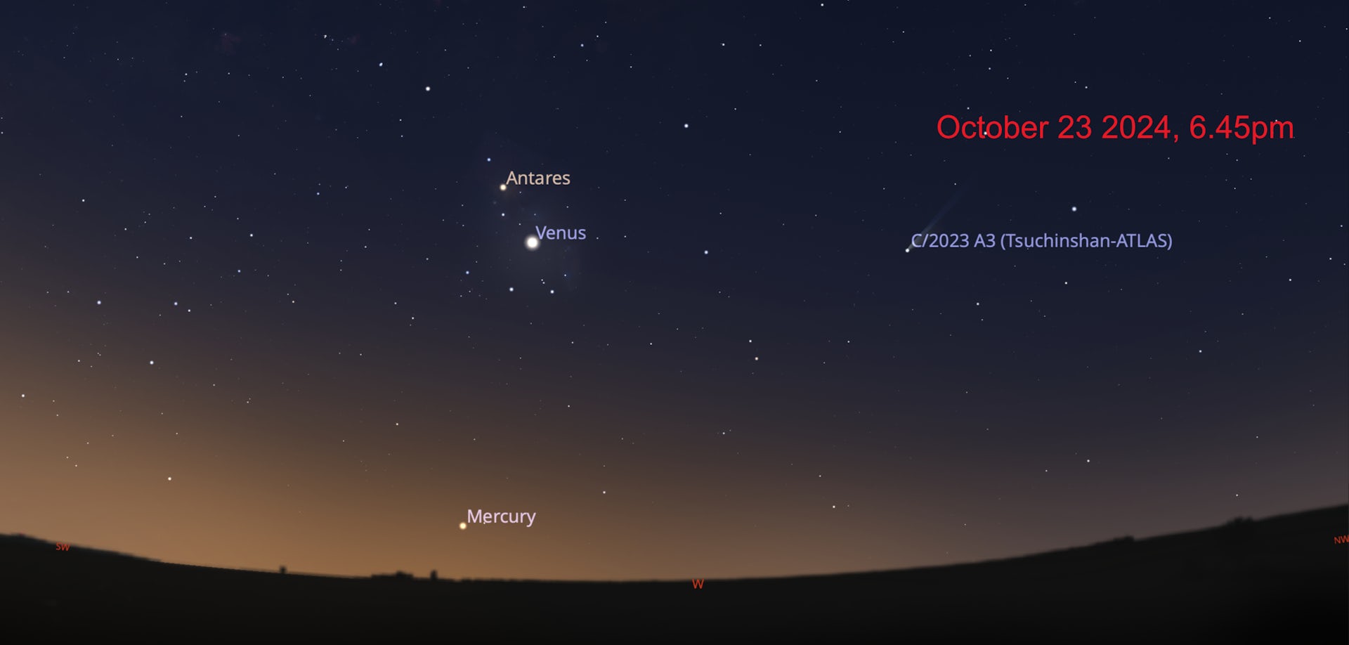 Brisbane Tsuchinshan-ATLAS October 23 evening position