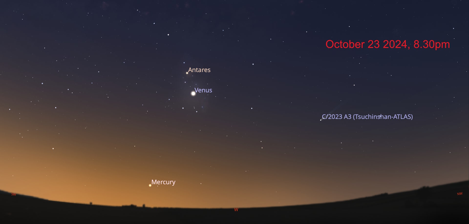 Melbourne Tsuchinshan-ATLAS October 23 position
