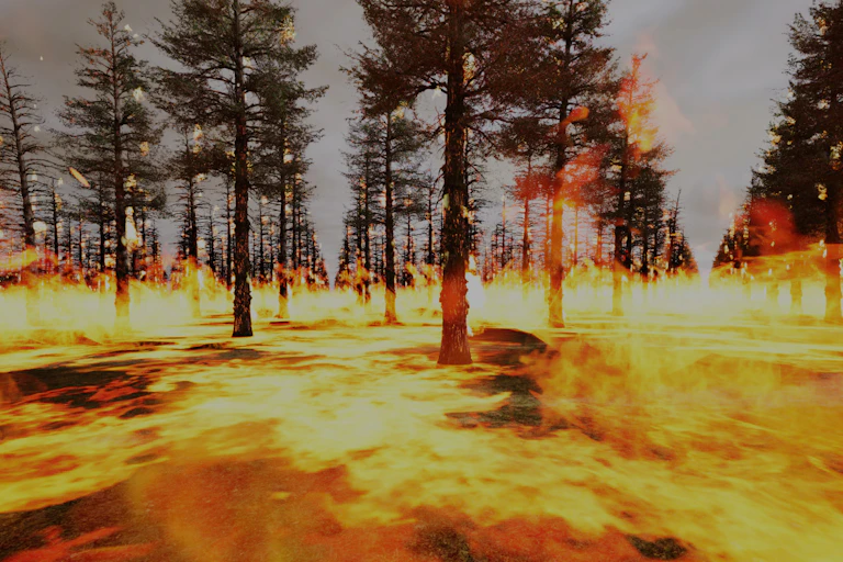 Computer simulation of a bushfire.