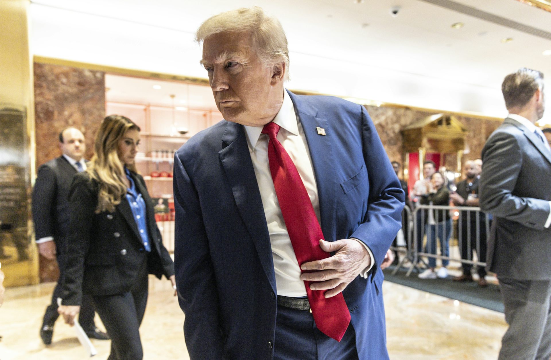 Donald Trump in the lobby of Trump tower. 
