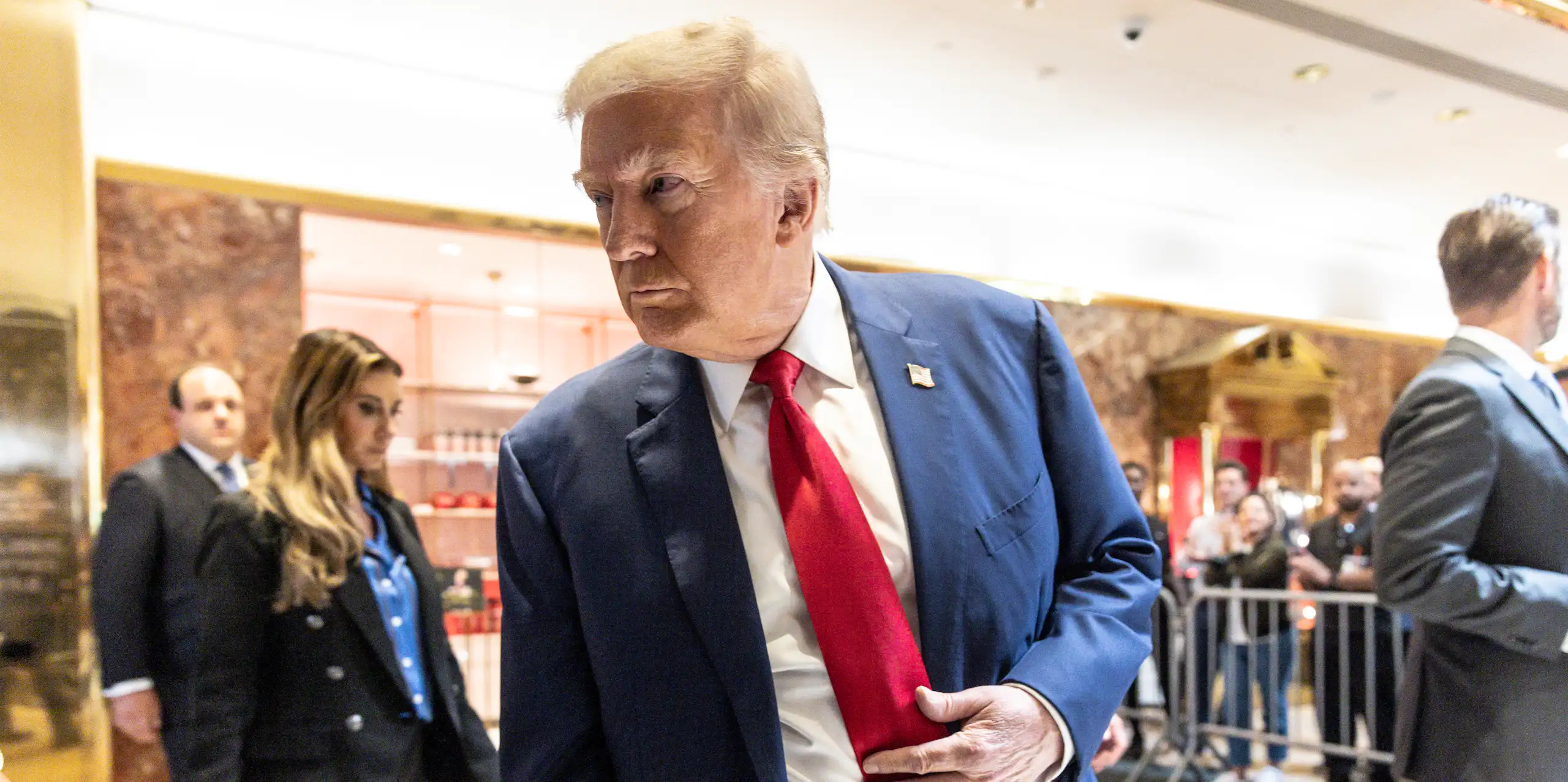 Donald Trump in the lobby of Trump tower.