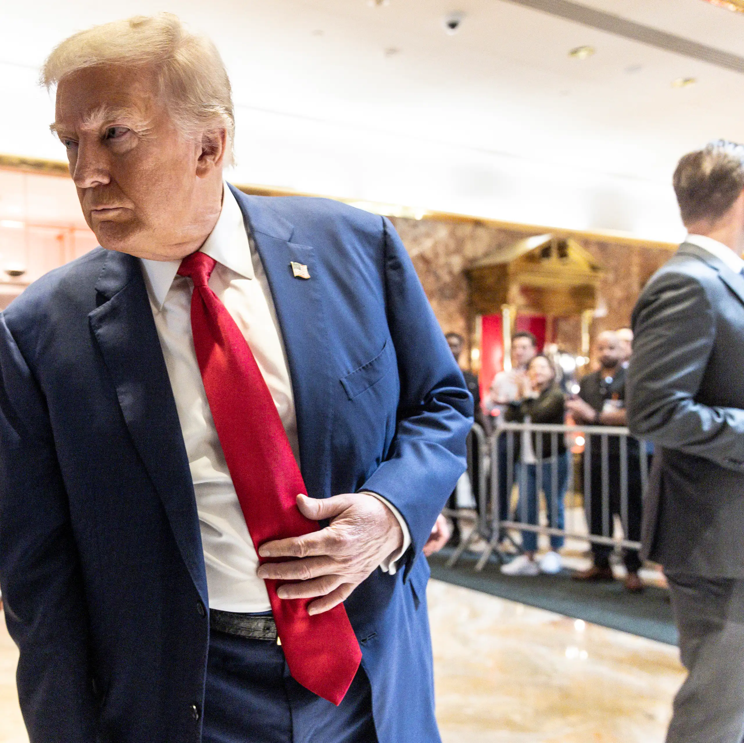 Donald Trump in the lobby of Trump tower.