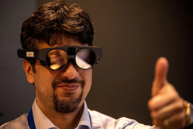 Demonstration of Magic Leap 2 glasses.