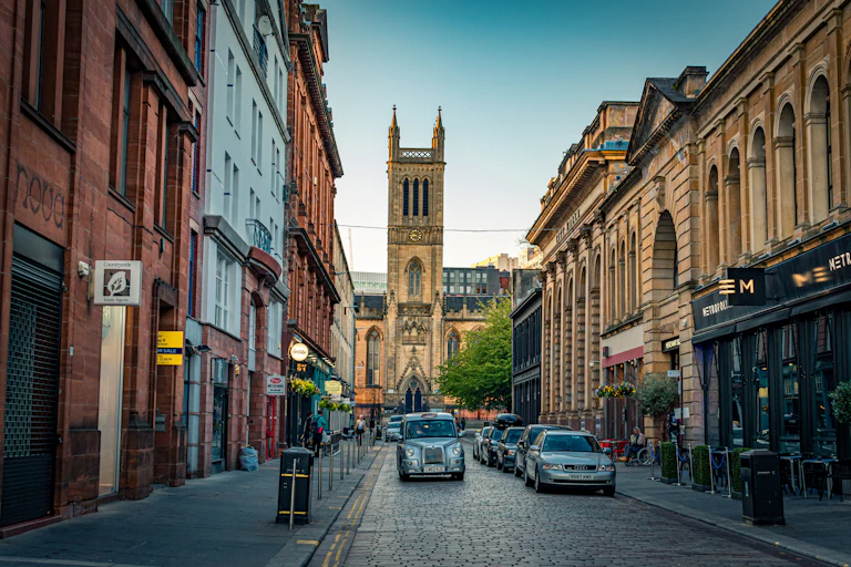 A Glasgow city street.