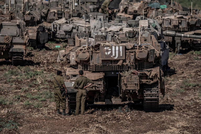Israeli tanks mass on the border with Lebanon, September 28 2024.