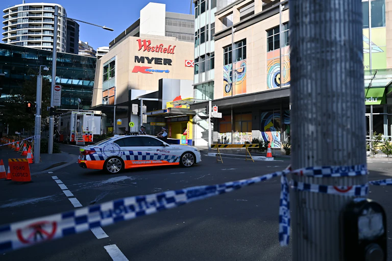 Police are seen at Westfield Bondi Junction shopping centre