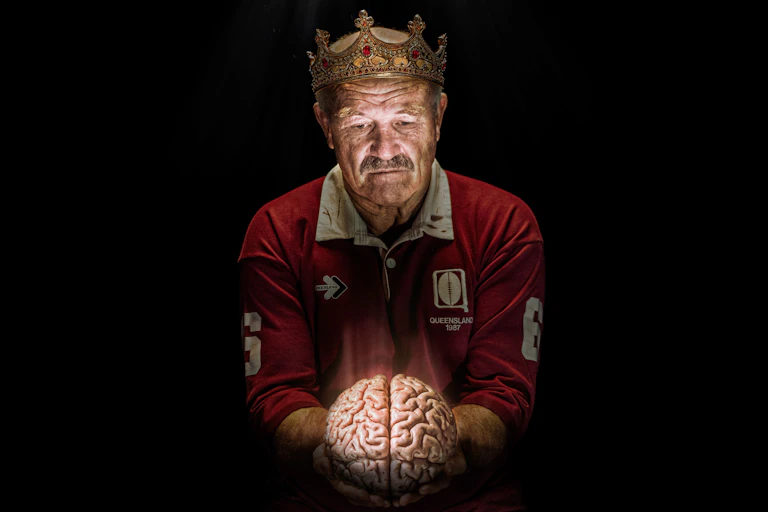 Wally Lewis, depicted by artist Jamie van Leeuwen in the 2024 Brisbane Portrait Prize