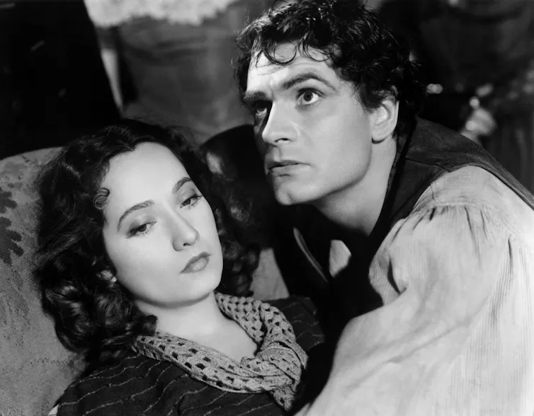 Laurence Olivier and Merle Oberon as Heathcliff and Cathy.