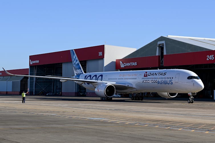 Qantas A350 seen parked