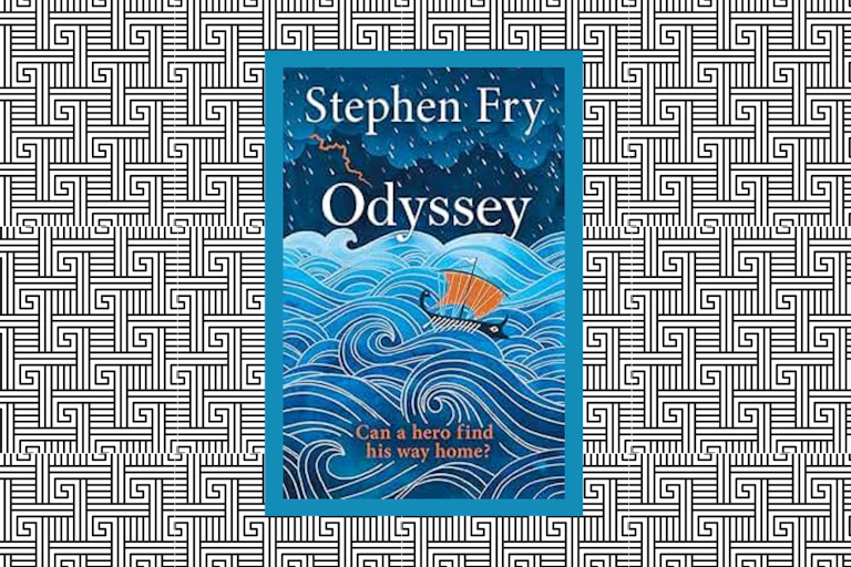 Book covr of The Odyssey with a boat at sea