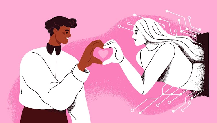 Illustration of an AI-human love affair.