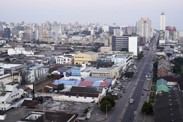 rone view of Baixa neighborhood, Maputo, Mozambique