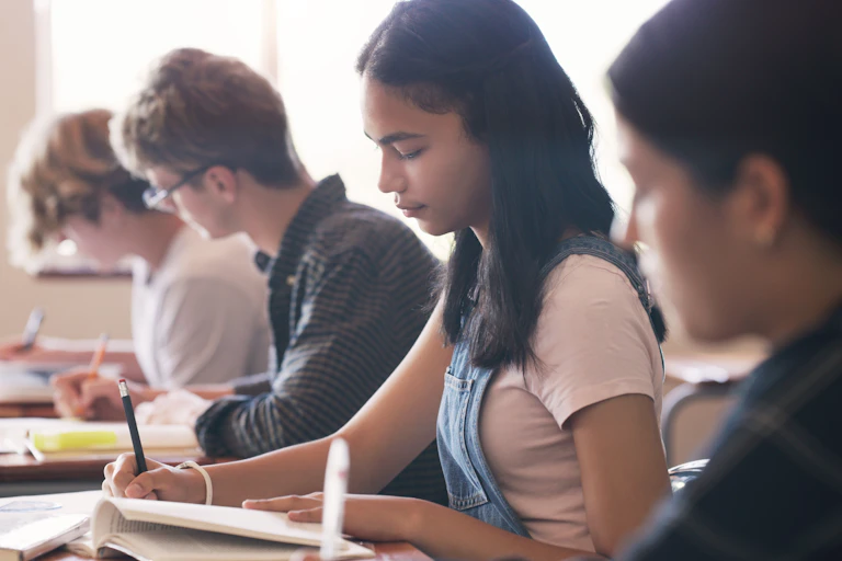 Students working in class