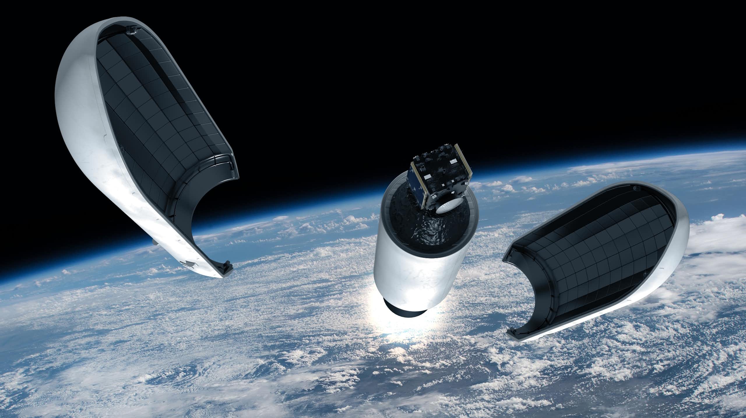 Artist's impression of the moment when the ESA's rocket opens to release Hera