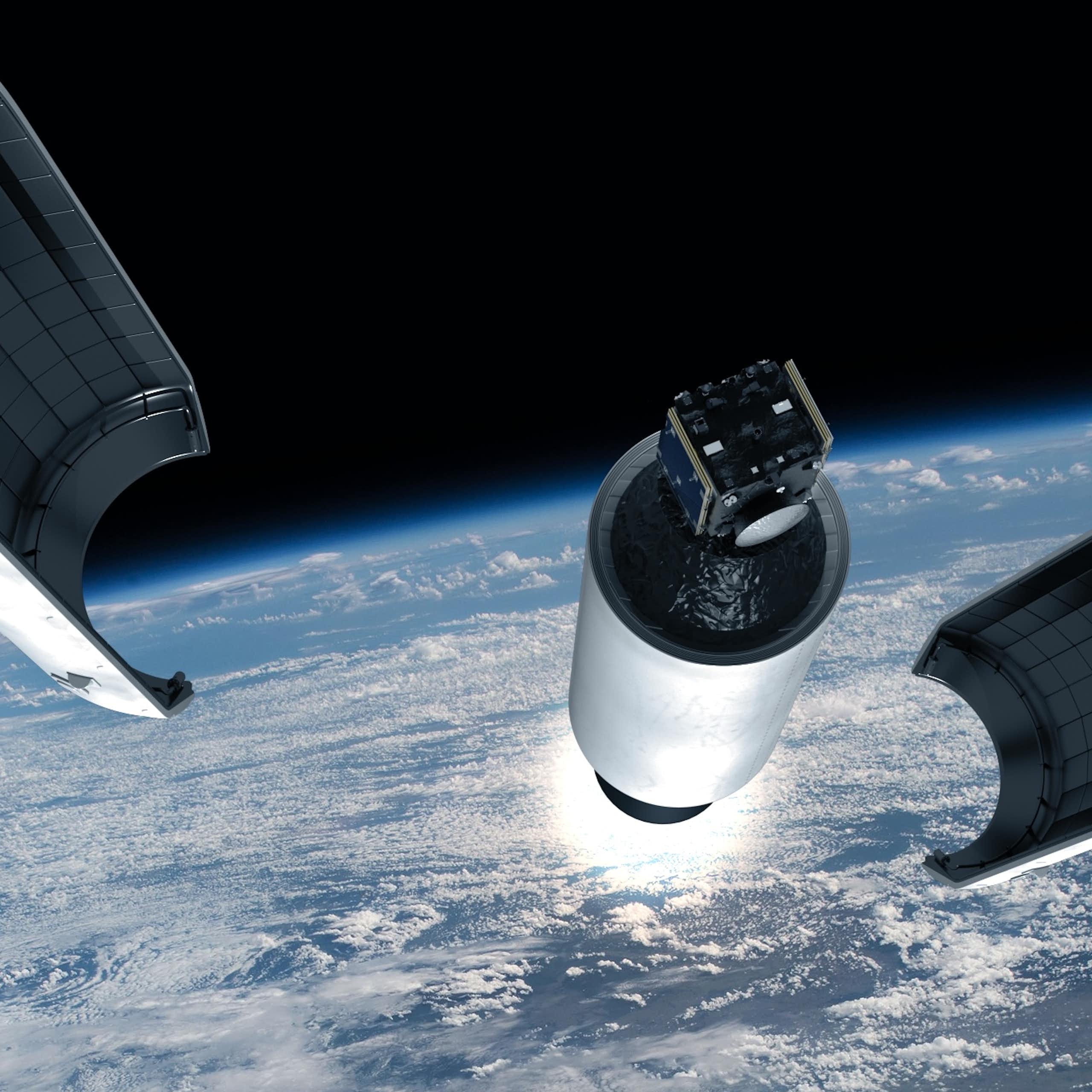 Artist's impression of the moment when the ESA's rocket opens to release Hera