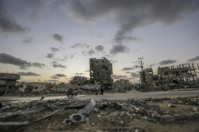 Destroyed buildings in Gaza.