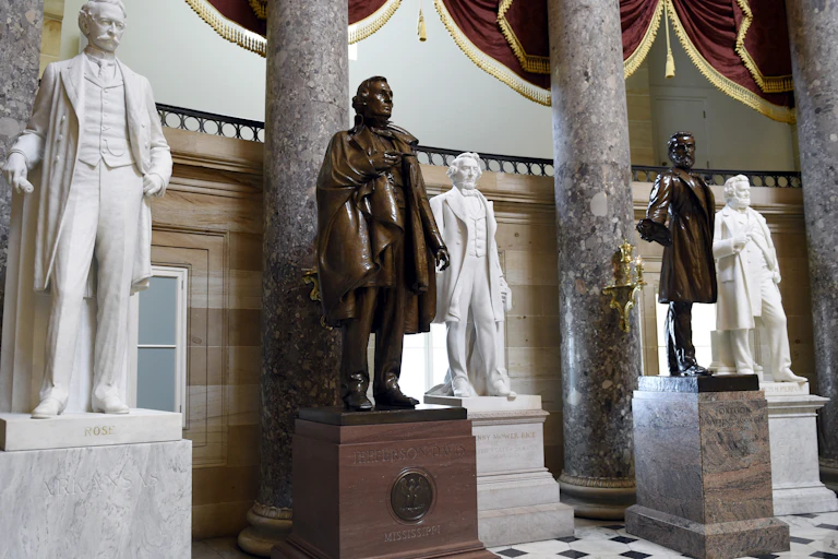 A statue of Jefferson Davis on display on Capitol Hill.