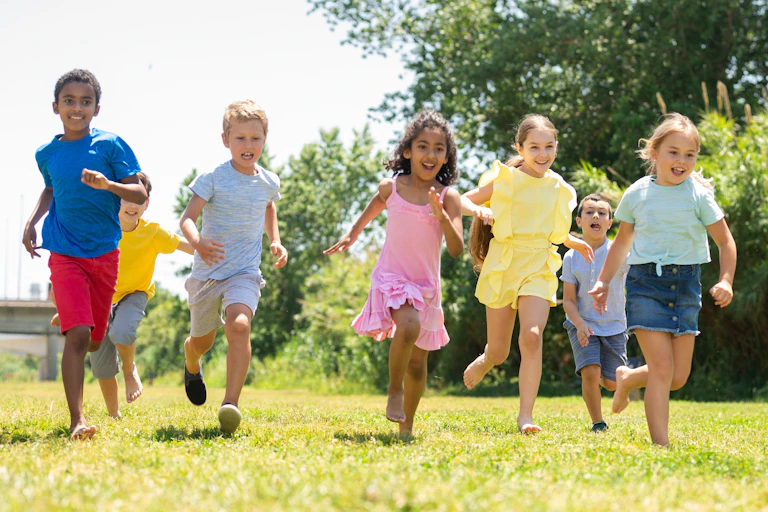 Children running outside
