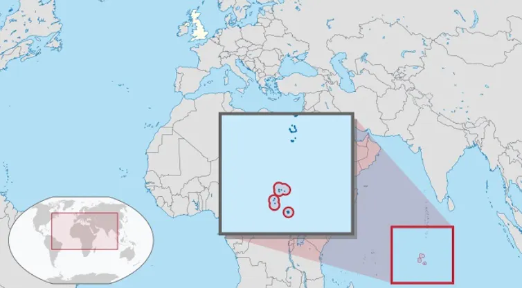 A map showing the location of the Chagos Archipelago in the Indian Ocean.