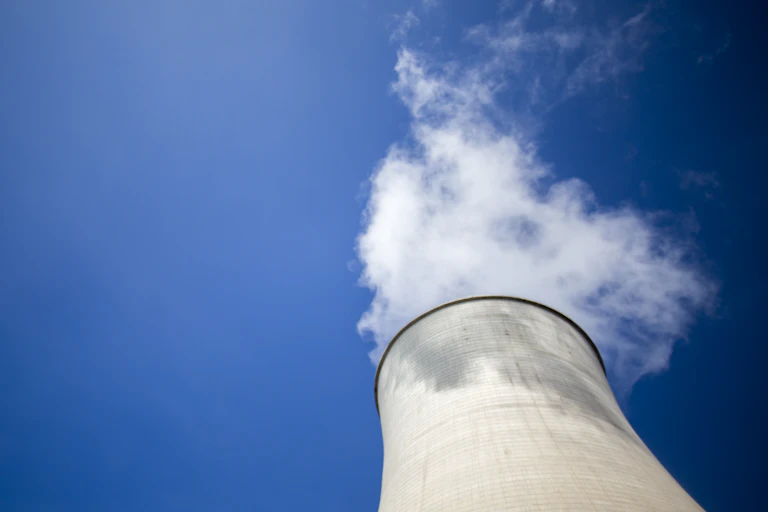 Closeup of cooling tower of a nuclear power plant