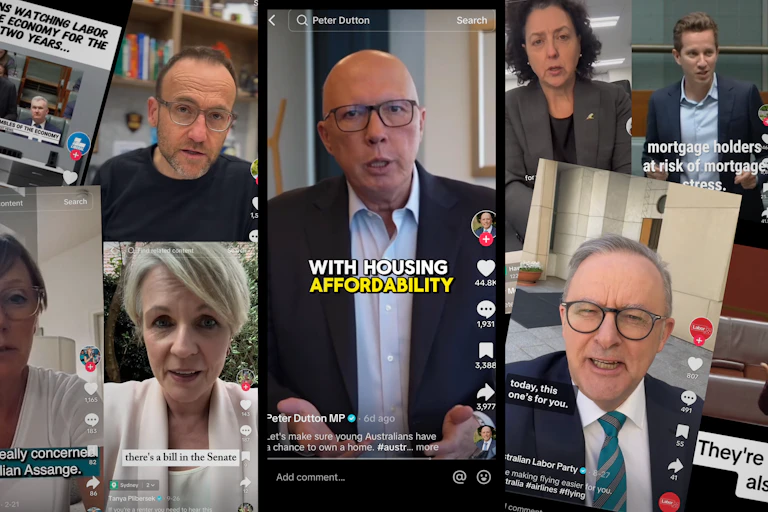 A collage of screenshots of politicians on TikTok