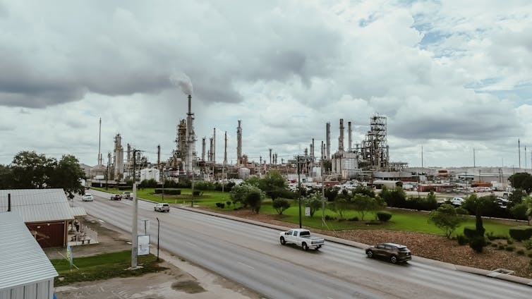 An oil refinery.