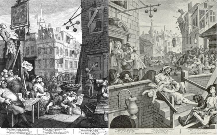 William Hogarth, Beer Street and Gin Lane (1751).