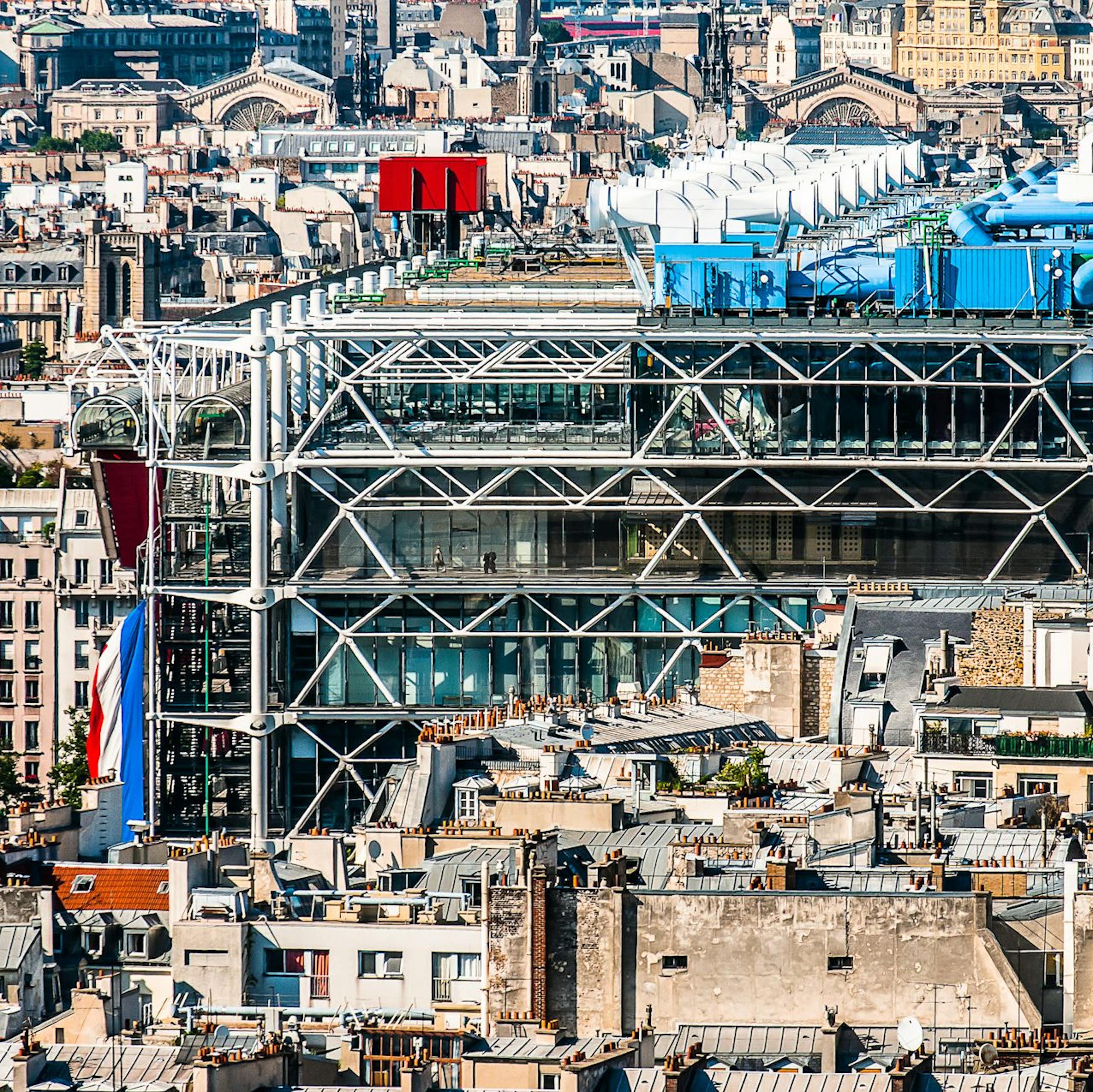 Side view of Beaubourg and the roofs of Paris