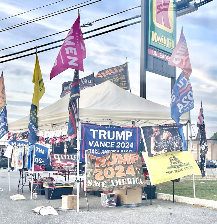 Banners on a street in Pennsylvania, showing support for Donald Trump