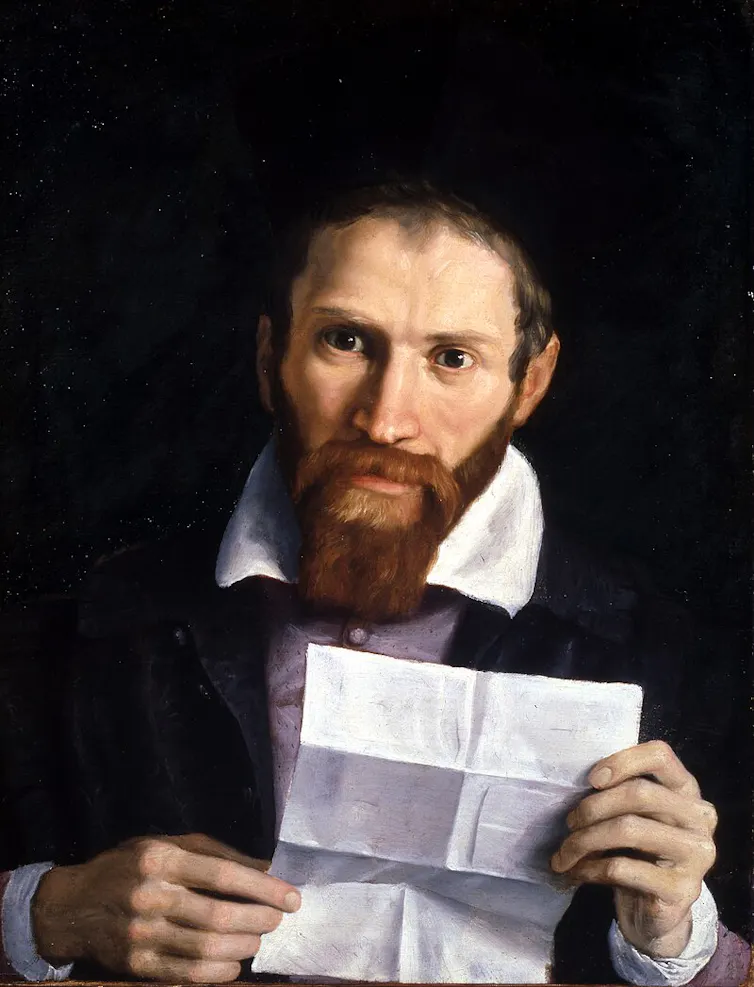 Painting of a Stuart man reading a letter