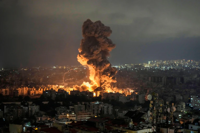 Smoke rising from an Israeli airstrike on Beirut