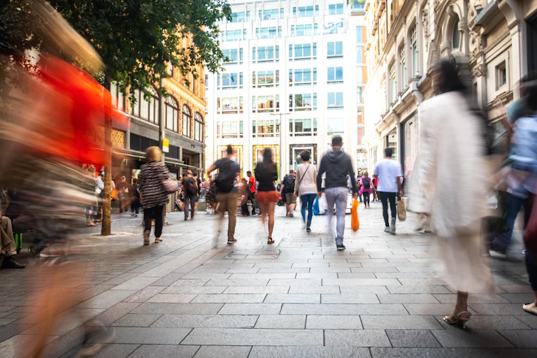 shoppers on a UK high street