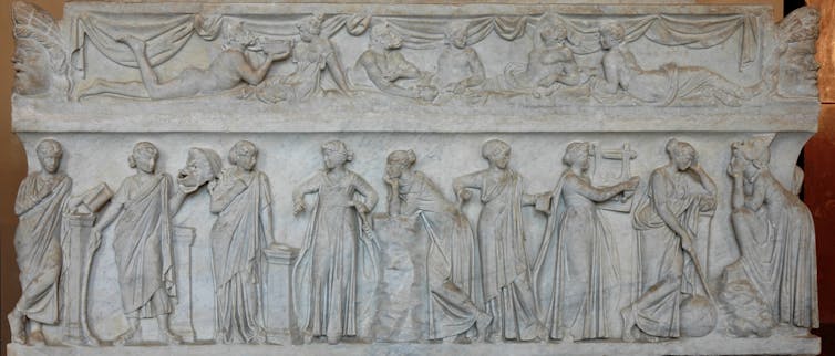 The nine muses on a Roman sarcophagus