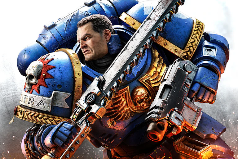 A character in large blue armour