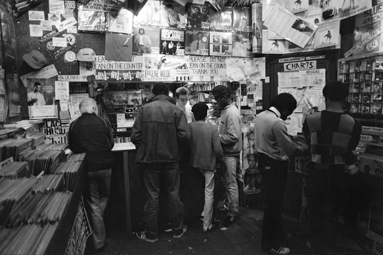 People shopping in a record store