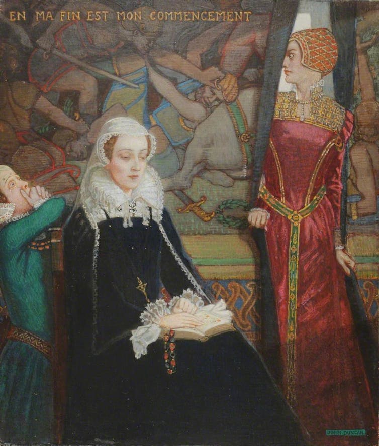 Painting of Mary Queen of Scots and two of her ladies-in-waiting.