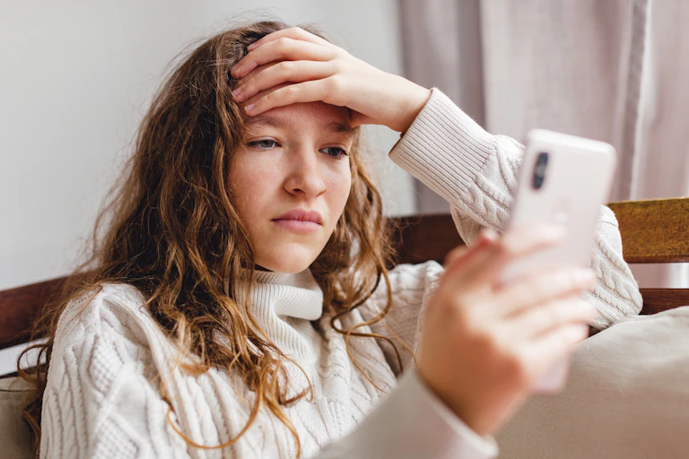 Girl looking at phone