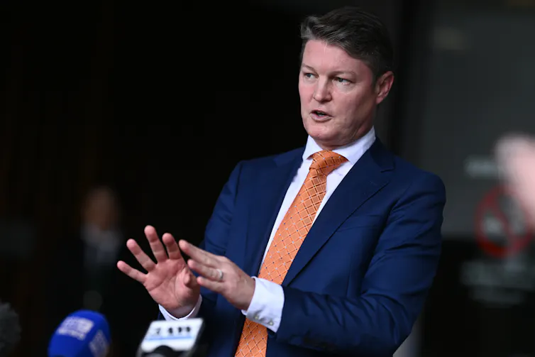 Victorian Deputy Premier Ben Carroll speaks to the media.