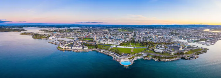 Plymouth coastline from a drone