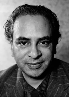 Black and white photo of Mulk Raj Anand