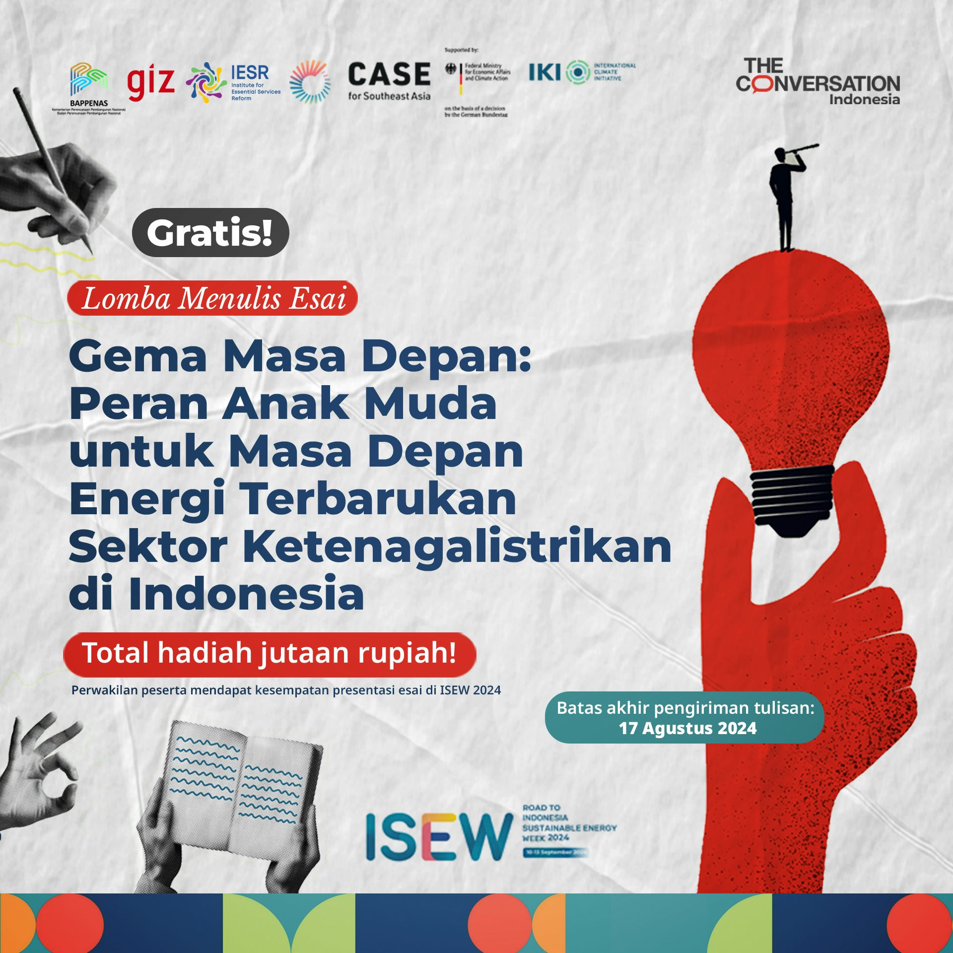 Gali visi anak muda tentang energi terbarukan sektor ketenagalistrikan, The Conversation Indonesia dan CASE for Southeast Asia menggelar lomba esai