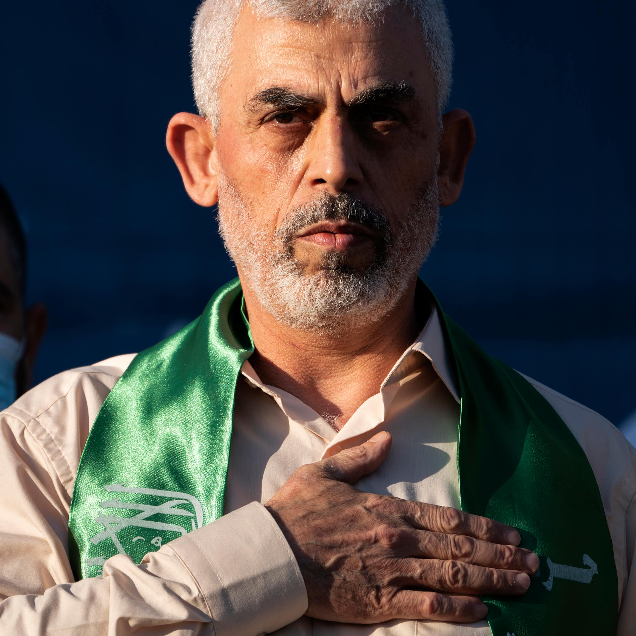 Sinwar wearing Hamas scarf
