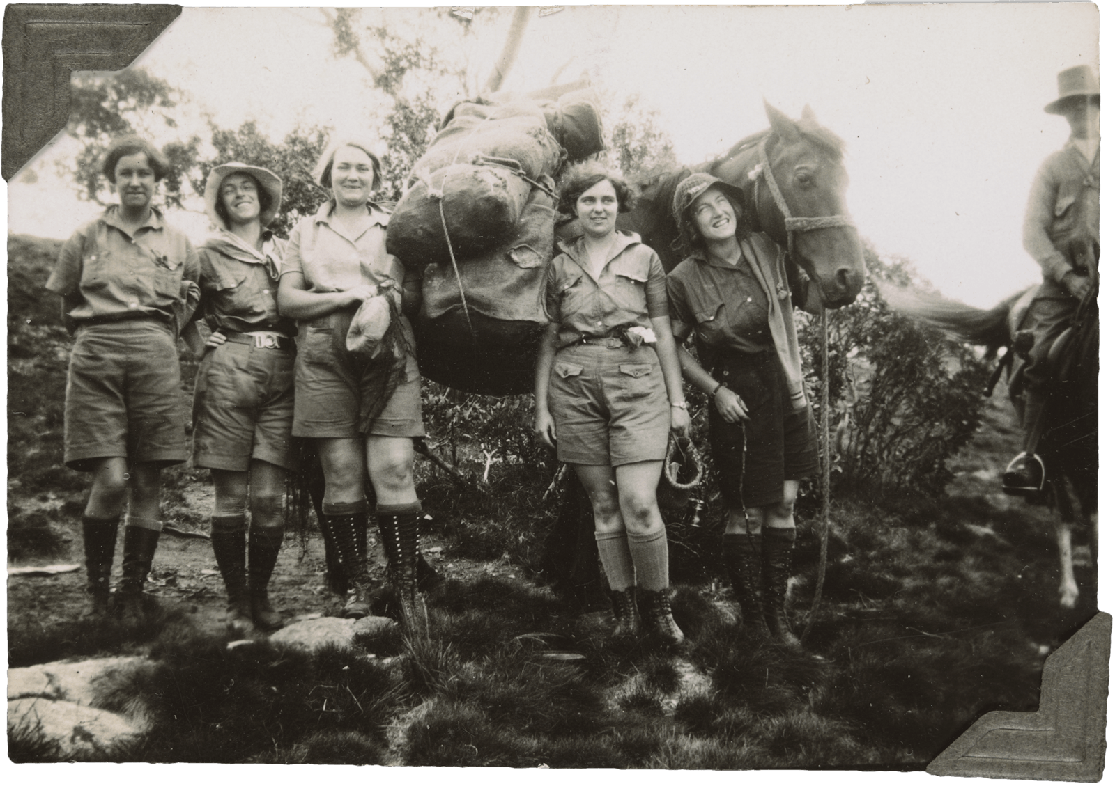 Bushwalkers with a pack horse