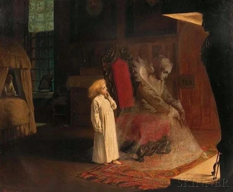 A little girl with the ghost of a woman