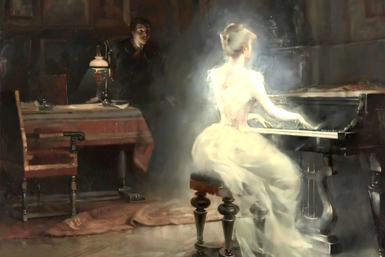 ghost of a woman playing piano