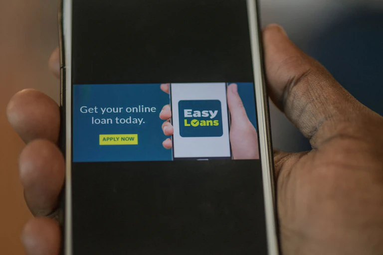 A smartphone screen displaying a mobile loan service.