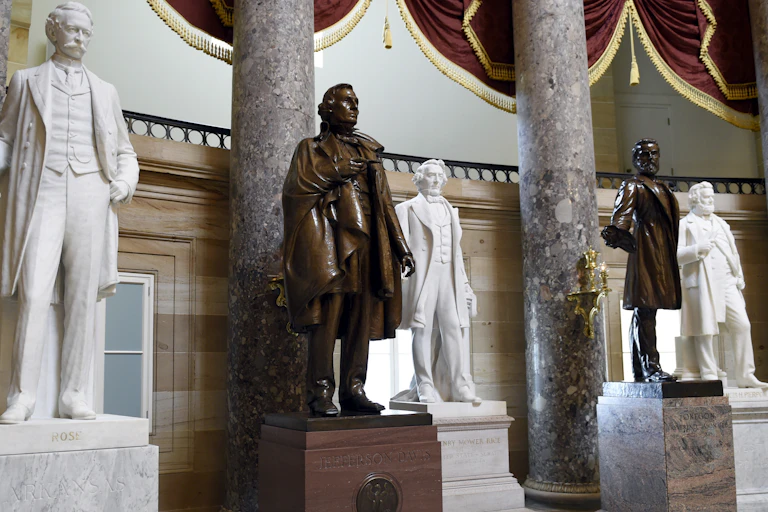 A statue of Jefferson Davis on display on Capitol Hill.