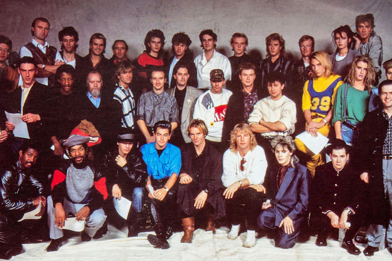 Smiling group of celebrities
