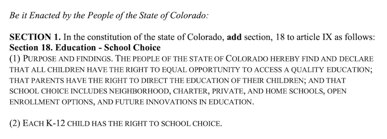 The text of the amendment, beginning