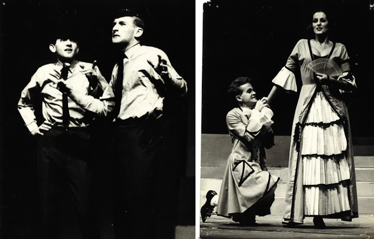 Two black and white photographs
